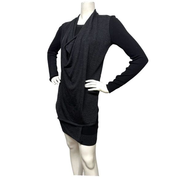 ALL SAINTS Drina Merino Wool Draped Convertible Sweater Knit Dress BlackGray 4 S - Picture 11 of 14